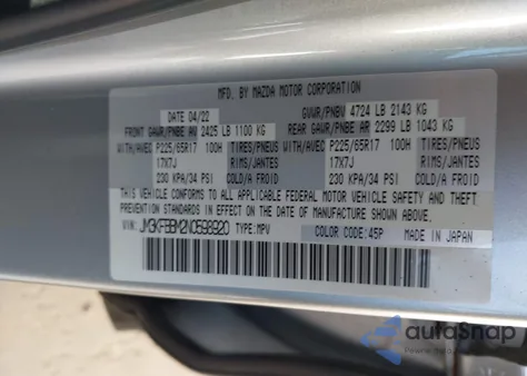 2022 Mazda Cx-5 2.5 S Select z USA, uszkodzony, nr VIN JM3KFBBM2N0598920